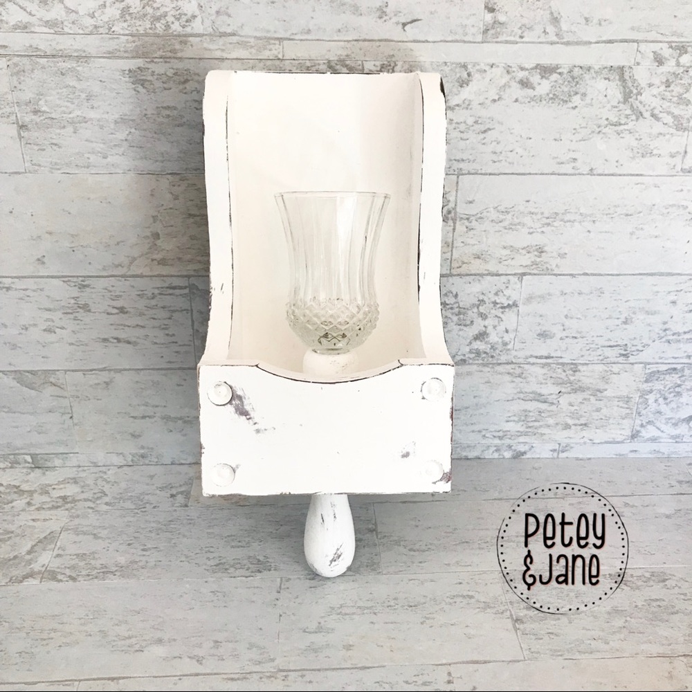 Vintage Hand-painted Distressed Wall Candle Holder